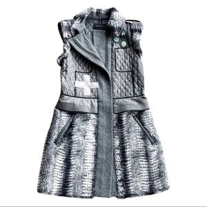 Long Quilted & Faux Fur Archer Swiss Army Vest